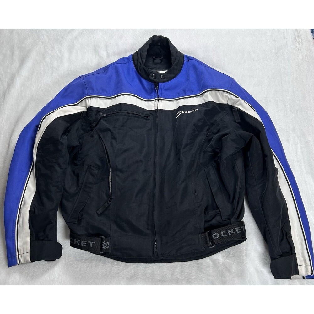 Joe Rocket Padded Motorcycle Jacket Mens XL Vented Moto Biker Blue Black
